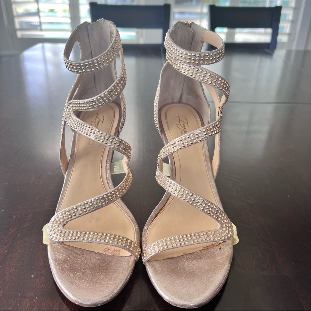Vince Camuto Imagine - Gold Beaded Strappy Heels, Size 9 1/2